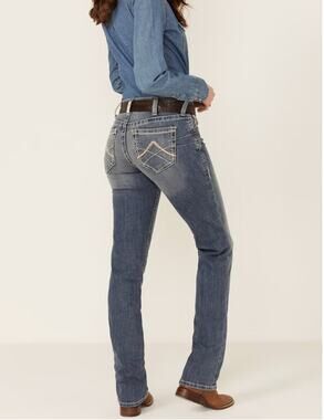 Ariat R.E.A.L. Denim Rainstorm Straight Leg Riding Jeans Western Boho 28 Short